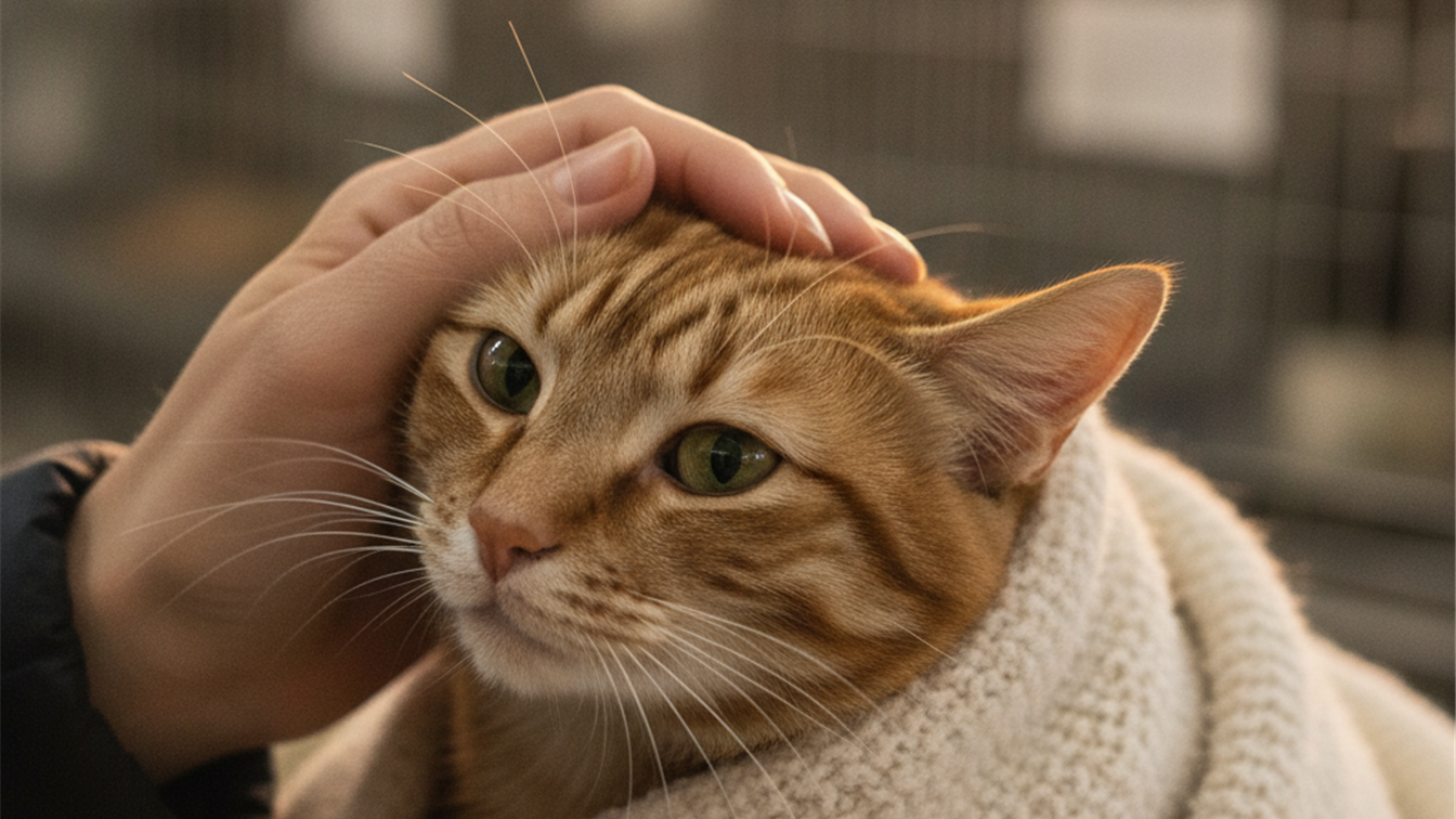 gato rescatado en protectora de animales