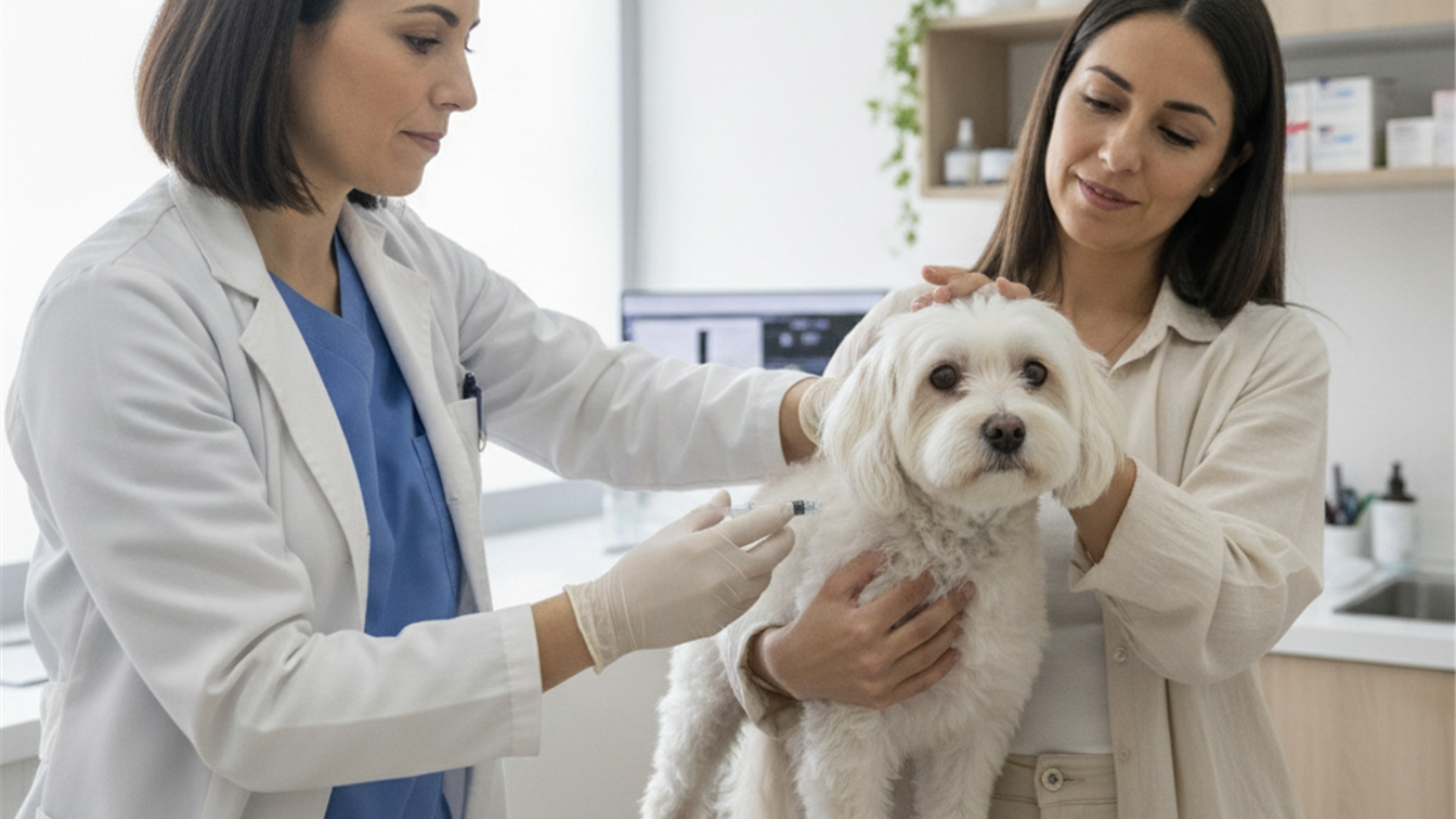 veterinario vacunando perro