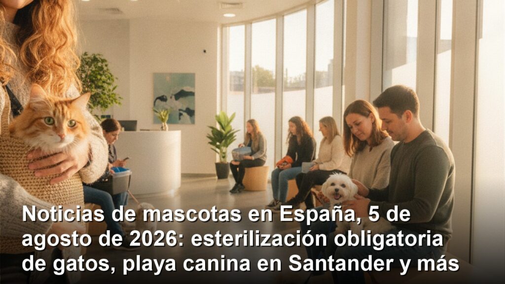 Veterinaria en clinica con gato y dueno, noticias mascotas Espana 5 agosto 2026