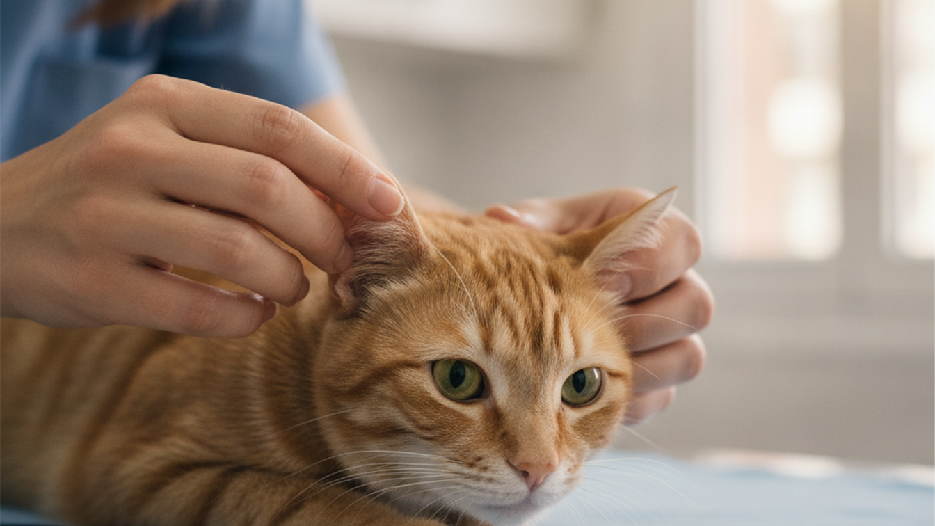 Veterinario revisando un gato durante chequeo de rutina
