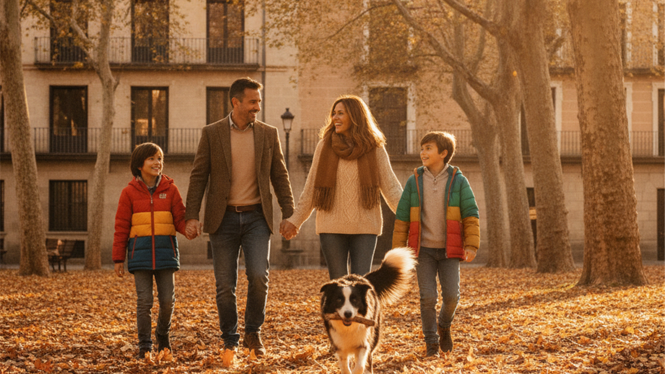 familia perro parque otono espana