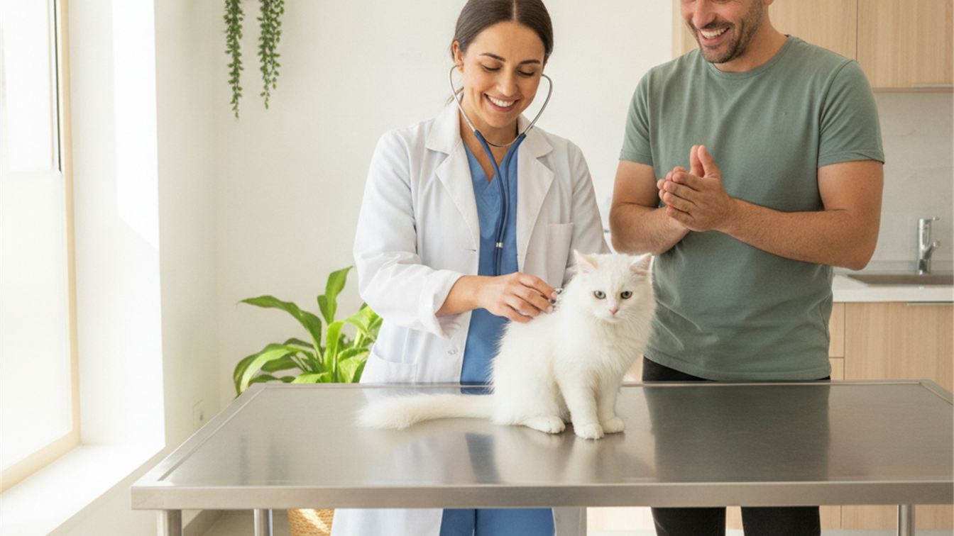 veterinario examinando gato clinica veterinaria espana