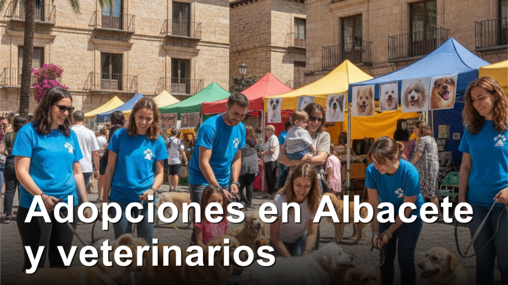 voluntarios con perros en adopcion en una feria 1