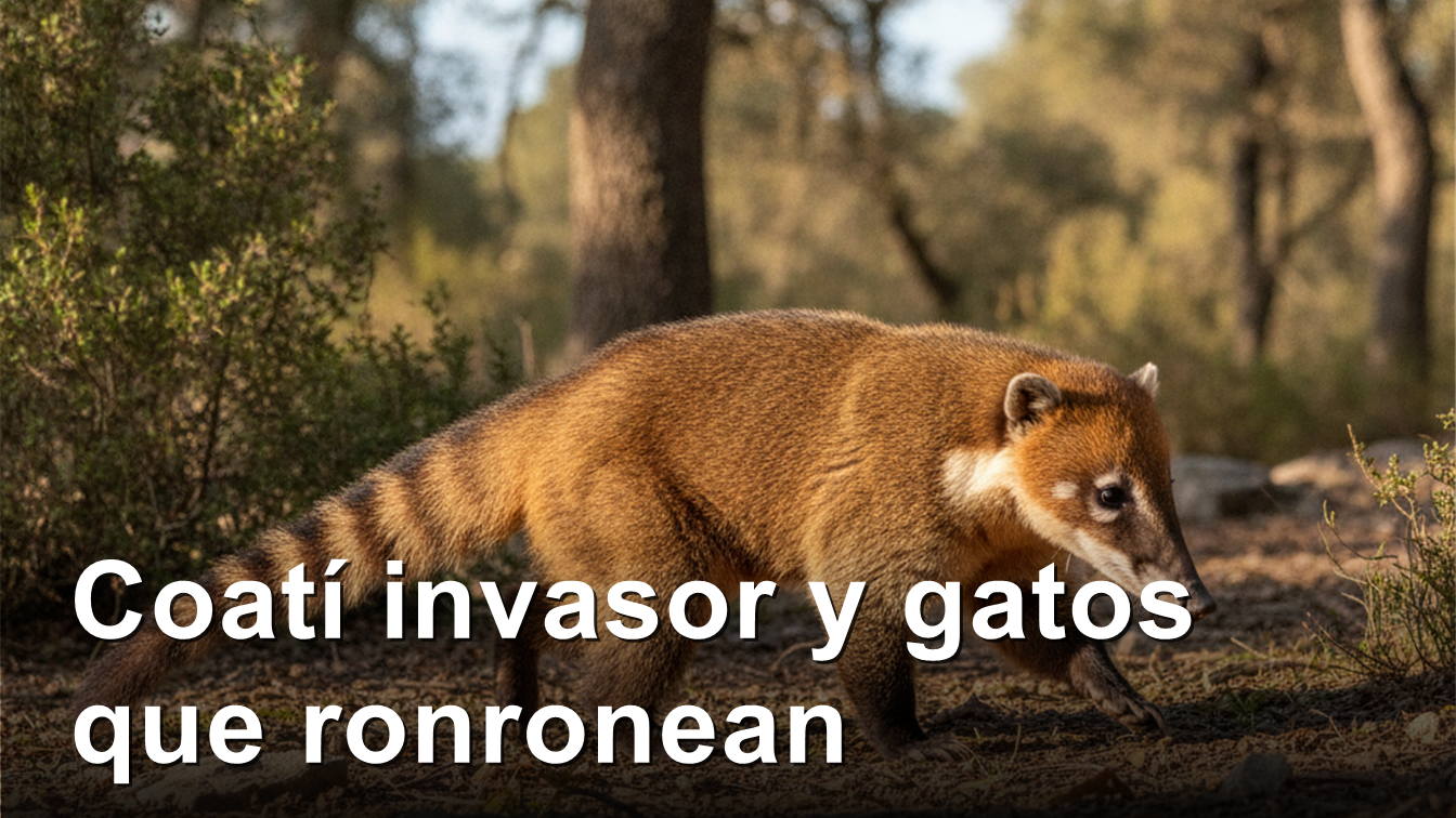 Coati invasor en un bosque de Mallorca