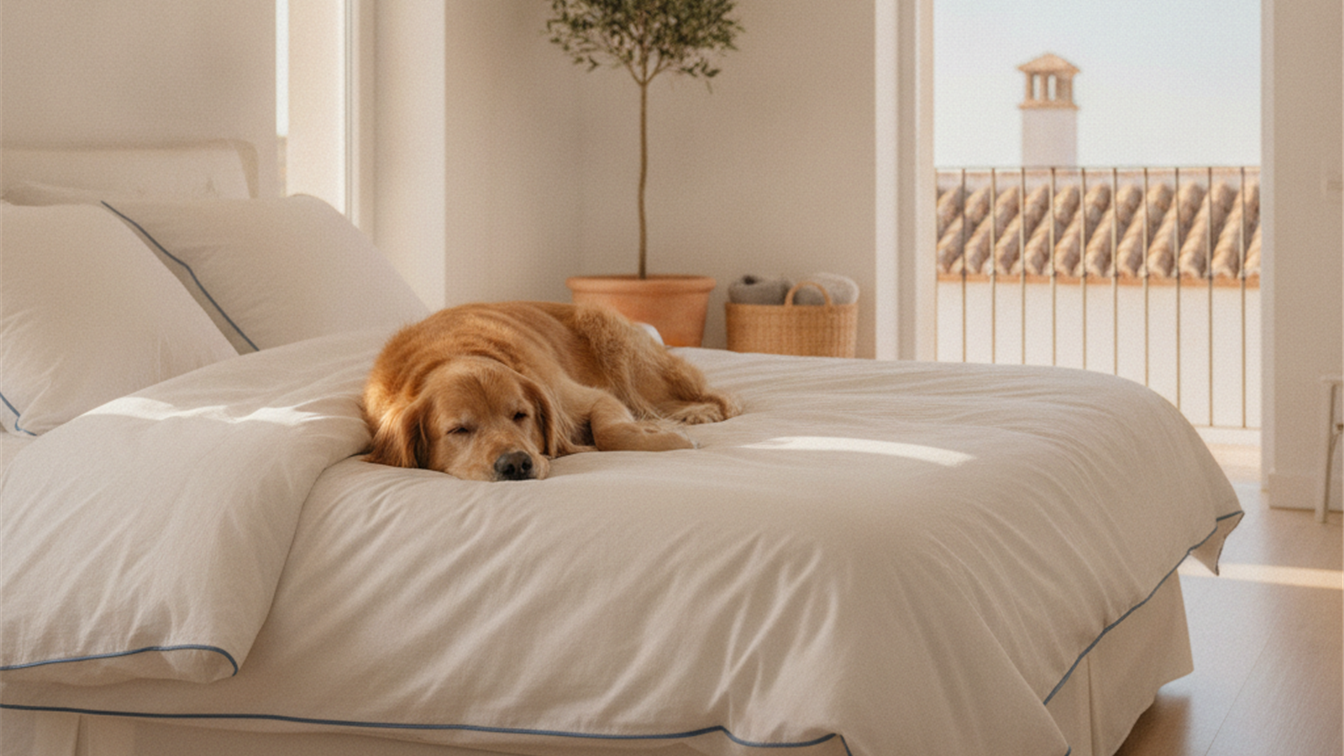 perro descansando en una cama limpia